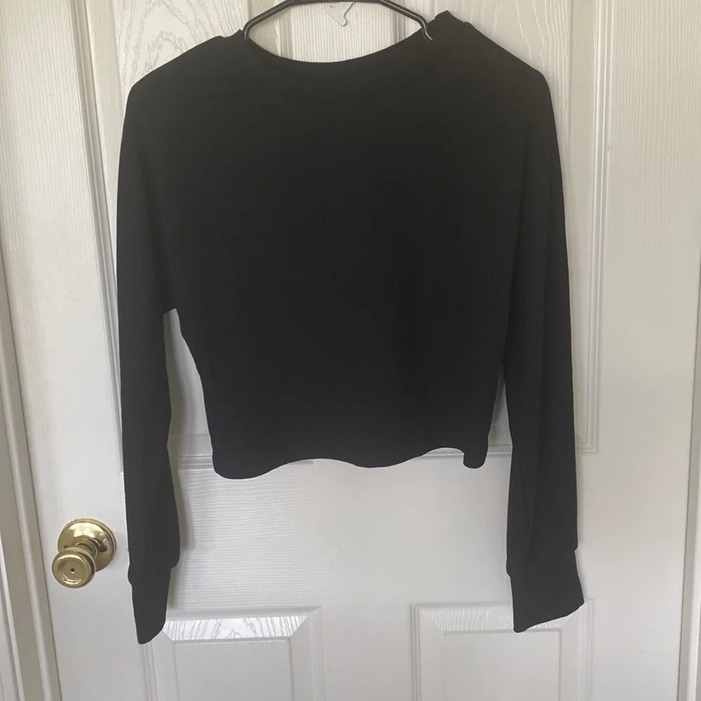 “Zenica” black mock neck cropped top; size small; NWT - Picture 6 of 12